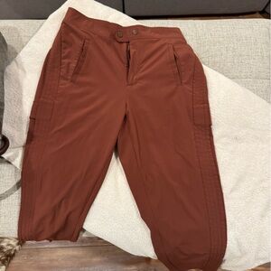 Athleta Pants Womens 2 Petite Cognac Brown Uptown Ankle Cargo Pockets 25"